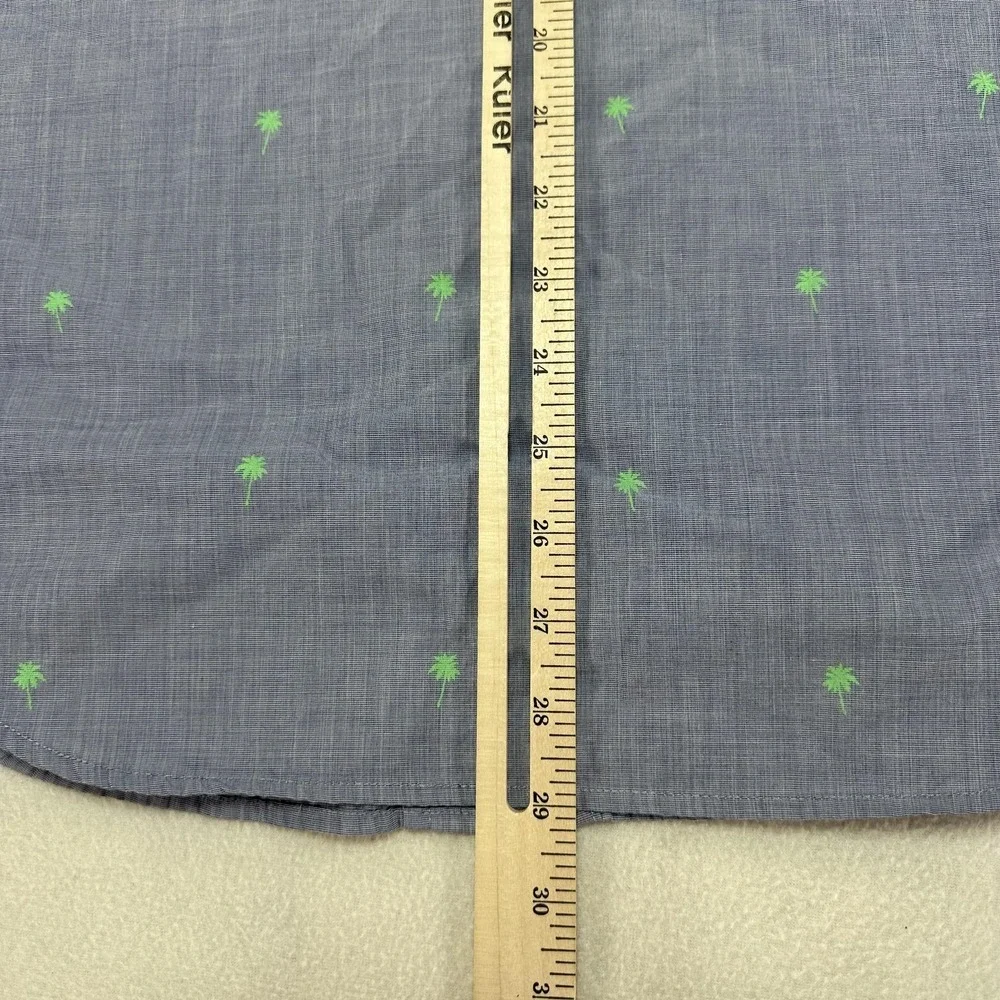 Banana Republic Shirt‎ Mens Medium Blue Palm Tree Luxe Poplin Slim Fit Casual